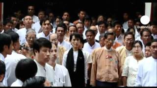 Suu Kyi in Martyrs Day March [upl. by Farmann]