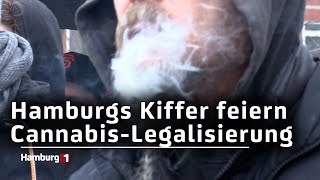 CannabisTeillegalisierung Hamburgs Kiffer feiern das neue Gesetz [upl. by Ataynik873]