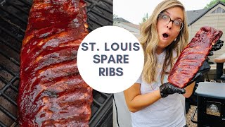 HOW TO SMOKE SPARE RIBS  St Louis style Spare Ribs on the Pit Boss Navigator [upl. by Enidualc]