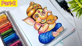 Lord Ganesha Drawing Easy Step by Step Ganesha Drawing Ganesh Drawing Oil Pastel 😍 [upl. by Aillicsirp]