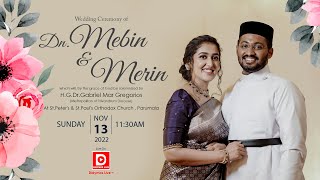 DnMEBIN weds MERIN  Wedding Ceremony  At StPeters amp StPauls Orthodox Church Parumala [upl. by Karoly811]