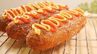 Cheese Corn Dog Recipe Korean Street Food Korean Hot Dog No Yeast No Knead [upl. by York]