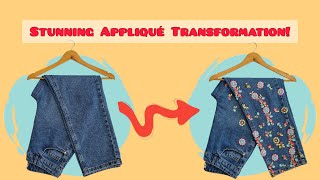 DIY Embroidered Jeans  Changing plain jeans with embroidered appliqués [upl. by Maryl724]