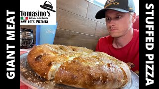 GIANT MEAT FILLED STUFFED PIZZA CHALLENGE  The Made Man Challenge  Tomasinos Pizza Orlando FL [upl. by Schreib]