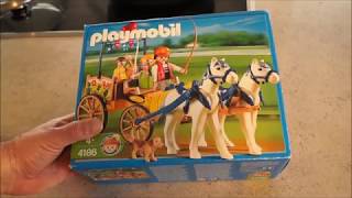 Playmobil Reiterhof Pferdekutsche 4186 deutsch Zweispanner Pferde Unboxing Erster Eindruck [upl. by Dranoel]