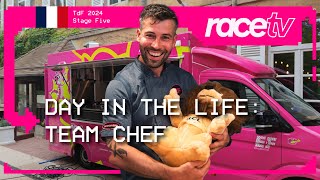 DAY IN THE LIFE OF A WORLD TOUR CHEF  Stage Five  RaceTV  Tour de France 2024 [upl. by Markowitz]