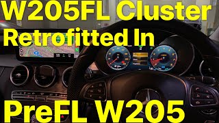 Digital Instrument Cluster  NTG55 Retrofitted In PreFL W205 C350e [upl. by Ayyidas]