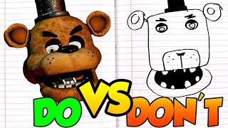 DOs amp DONTs Drawing Five Nights At Freddys and FNAF 4 In 1 Minute CHALLENGE [upl. by Ilahtan]