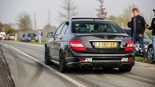 MercedesBenz C63 AMG w iPE Exhaust  LOUD Drag Races amp Accelerations [upl. by Ardnnek]