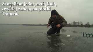 Wędkarstwo podlodowe 2014  Okonie i płocie z pod lodu  Branie płoci 9 m pod lodem [upl. by Amari]