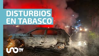 Jornada violenta en Tabasco quema de autos y disturbios en 3 penales [upl. by Lucienne]