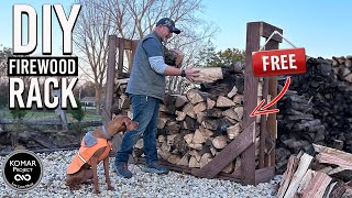 How to Build a FIREWOOD Rack From SCRAP Wood DIY Project with FREE Plans [upl. by Aissak]