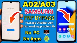 Samsung galaxy A02A03  frp bypass  google account remove without pc  easy frp [upl. by Ltsyrk458]