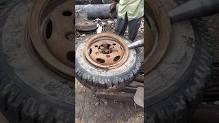 Scrap tire wheel removal – good tools and machinery make the job easy [upl. by Gnehc368]