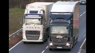 VOLVO FH vs MercedesBenz ACTROS  A1M motorway race  trucks spotting [upl. by Llig]