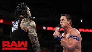 Roman Reigns challenges John Cena to a fight live on Raw Raw Sept 4 2017 [upl. by Dihahs325]