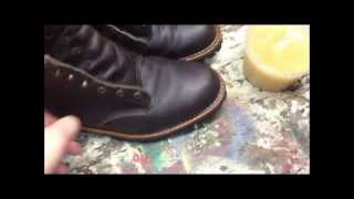 Taking Care Of Leather Boots Using Montana Pitch Blend On My Chippewas [upl. by Killen]