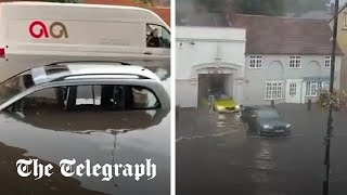 Flooding forces road closures as month’s worth of rain set to fall across UK [upl. by Aydin726]