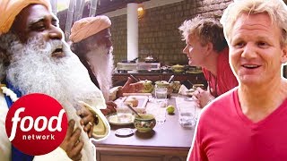 Indian Guru Tries To Convince Gordon Ramsay To Be Vegetarian  Gordons Great Escape [upl. by Royal]