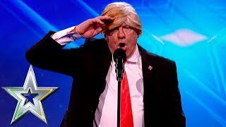 Donald Trump impersonator escorted from stage  Irelands Got Talent [upl. by Alfy]