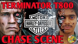 Terminator 2 Arnold in Harley Davidson fat boy chase scene 1080P HD [upl. by Wj]