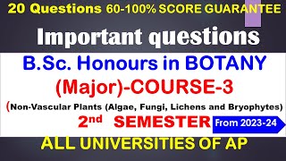 Important questions BSc Honours in BOTANY Major NonVascular Plants  2nd SEMESTER  HSR Bio [upl. by Horbal]