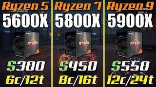 Ryzen 5 5600X vs Ryzen 7 5800X vs Ryzen 9 5900X  Test with RTX 3080 [upl. by Nair]