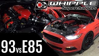 93 vs E85  2015 Mustang GT with Whipple Supercharger on the DYNO [upl. by Asiuol980]