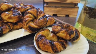 PUFF PASTRY WITH CHOCOLATE PASTE AND NUTS  Quick baking prepared in less than 30 minutes [upl. by Letnohc707]