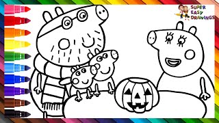 Drawing and Coloring Peppa Pig On Halloween 🐷🎃👻🦇🕸️🧙‍♀️ Drawings for Kids [upl. by Wadesworth]