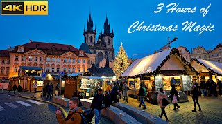 Prague Christmas Walk  3 HOURS 🎄 The Best of Prague Christmas  2023 4K HDR [upl. by Haik]