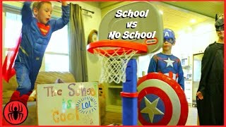 Superman Captain America Batman BACK TO SCHOOL vs NO SCHOOL superhero real life movie SuperHeroKids [upl. by Nova]