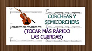 CURSO BASICO DE VIOLIN DESDE CERO PARTE 3 LEER PARTITURA CORCHEAS Y SEMICORCHEAS TOCAR MAS RÁPIDO [upl. by Yecal]