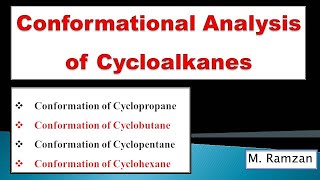 Conformational analysis of cycloalkanes Conformation of Cyclopropane Conformation of Cyclobutane [upl. by Ennyroc]