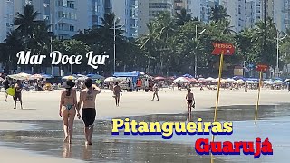 Guarujá  Quinta feira ensolarada na Praia da Pitangueiras 4K [upl. by Aicnarf]