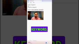 Final Keyword vs Finally Keyword in Java Interview interviewpreparation shorts java [upl. by Kermy]