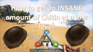 Ark Survival Evolved How to get Chitin at a low level guideUpdated Video link in Desc [upl. by Natrav]