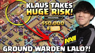 Klaus RISKS 50000 Tournament with GROUND WARDEN HERO DIVE ACROSS ENTIRE BASE Clash of Clans [upl. by Riva571]