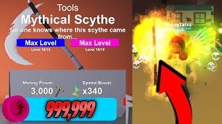 MAXED OUT MYTHICAL SYTHE IN MINING SIMULATOR EXPENSIVE Roblox [upl. by Alesram]