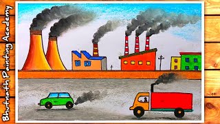 air pollution drawingenvironment pollution poster stop air pollution painting [upl. by Ecnerewal]