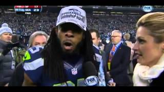 Richard Sherman Talks Trash To Michael Crabtree Interview After NFC Championship Game VS 49ers [upl. by Elumas190]