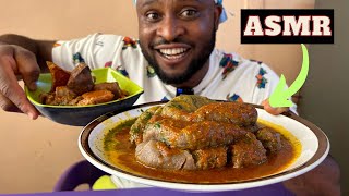 Mukbang Asmr Ewedu AMALA gbegiri soup with Assorted Beef Secret Yoruba Restaurant in AsabaDelta [upl. by Halsted]