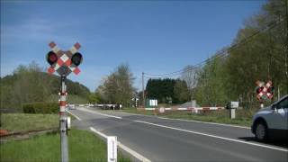 SpoorwegovergangRRcrossingPassage a niveau Olloy Sur Viroin Route Du Viroin B CFV3V [upl. by Aileahcim]