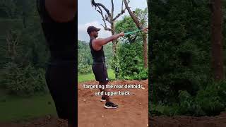 Resistance band face pull exercise  improves shoulder stability and posture [upl. by Tupler399]