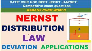 NERNST DISTRIBUTION LAW DEVIATION APPLICATION LIMITATION PARTITION ASSOCIATION DISSOCIATION SOLUTE [upl. by Adnoel]