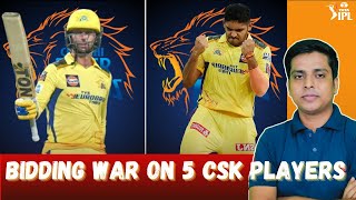 Bidding War On CSK 5 Players In Auction  IPL 2025 Auction News  IPL Auction Strategy [upl. by Mazurek]