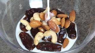 Add milk into dates and nuts you will be surprised with the result [upl. by Jakoba17]