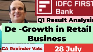 Idfc First Bank Q1 2025 result analysis by CA Ravinder Vats [upl. by Christiano]