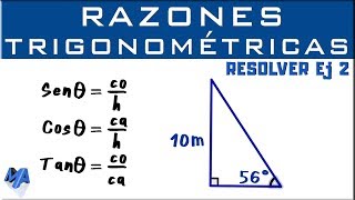 Solucionar un triángulo rectángulo  Razones trigonométricas  Ejemplo 2 [upl. by Sipple]