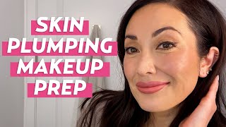 Skin Plumping Morning Skincare Routine for Makeup Prep With Sunscreen  SKINCARE [upl. by Ellenuahs]